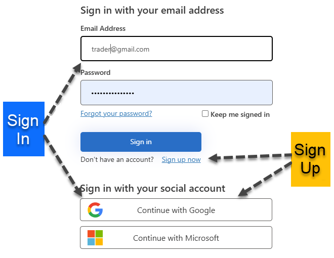 ATS Universal Account sign-up and sign-in options